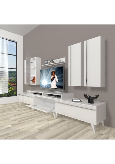 Decoraktiv Ekoflex 8d Mdf Retro Tv Ünitesi Tv Sehpası Beyaz