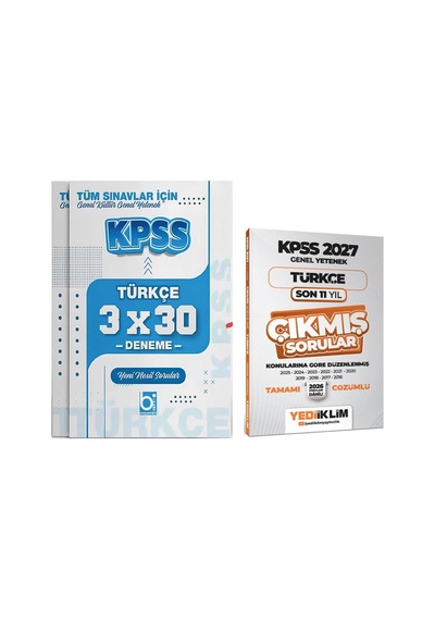 2027 Kpss Gygk Türkçe Çıkmış Sorular Ve Deneme Seti 2 Kitap Bigelio + Yediiklim