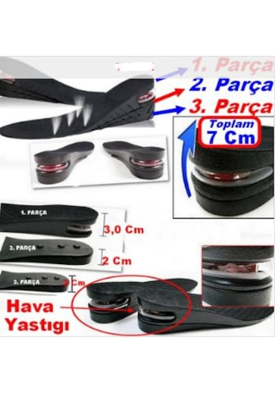 Hava Yastıklı Tam Boy Tabanlık Gizli Topuk Uzatıcı 7 CM