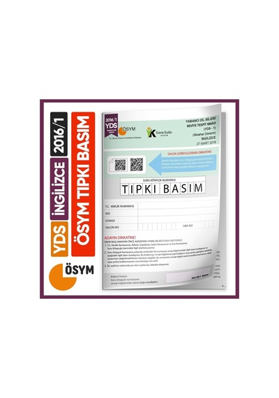 YDS 2016/1 ÖSYM Tıpkı Basım Çıkmış Soru Deneme Kitapçığı Video Çözümlü Türkiye Geneli