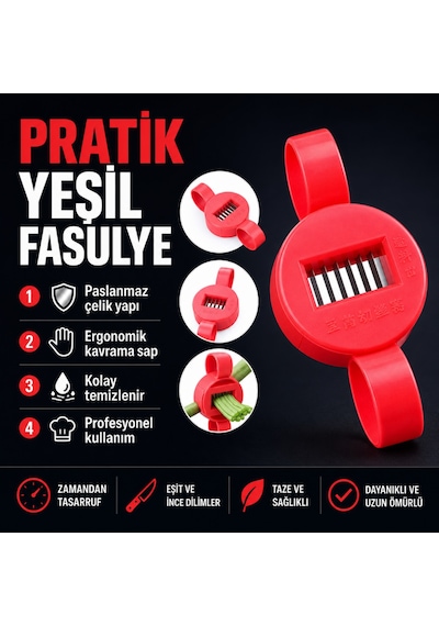 Mucit Home Pratik Yeşil Fasulye Doğrama Aparatı,fasulye Dilimleme Aleti Pempe