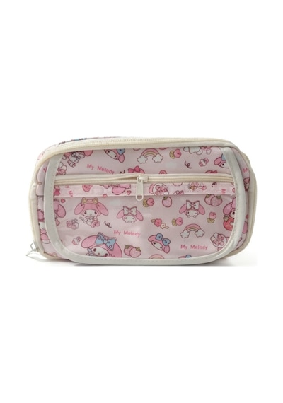 My Melody Desenli Çok Bölmeli Kalemlik - Peluş Broş-sticker-klips Hediyeli Pembe