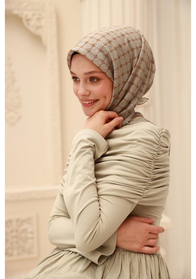 Silk Home Olinda Eşarp 48004-90 Gri, Çikolata Kahve