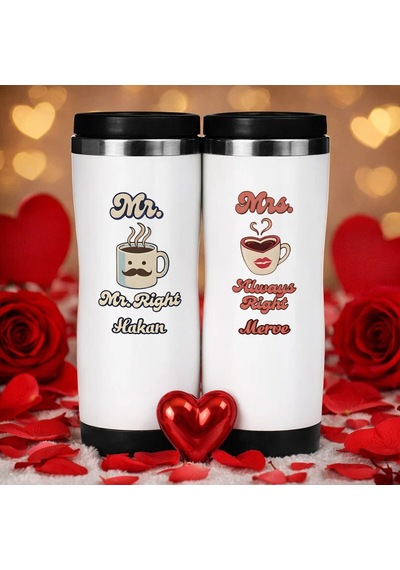 Bk Gift Kişiye Özel Çift Sevgili Tasarımlı İkili Çelik Termos Bardak -9, Sevgiliye Hediye, Sevgililer Günü Hediyesi Kobitmeyencom36289 Bk Gift Renkli