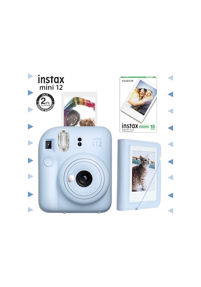 Fujifilm Instax Mini 12 Fotoğraf Makinesi + 10'lu Film + Mini Albüm Seti Mavi