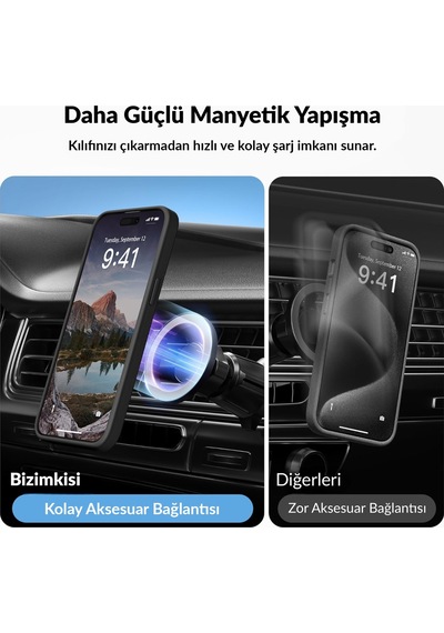 Bix Apple Uyumlu iPhone 16 Pro Max Magsafe Kılıf Tam Koruma Manyetik Darbe Emici Siyah