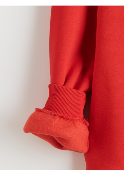 Lcw Vision Kırmızı Bisiklet Yaka Oversize Kadın Kalın Sweatshirt