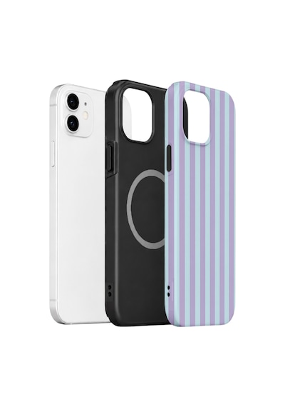 Apple iPhone Uyumlu 11 Vorian Çift Katmanlı Magsafe Kılıf Lilac Riviera Stripe