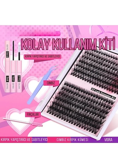 Takma Kirpik Seti 280 Parça 40d 50d D Kavis Kirpik Kümesi Yapıştırıcı Dahil