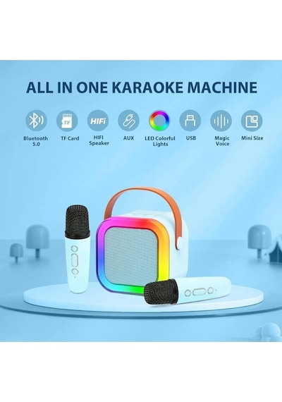 Karaoke Hoparlör 5w Tf Kart/usb/tws/ses Değiştirme Özellikli Mikrofonlu Rgb Işıklı Bluetooth Speaker