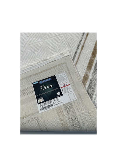 Merinos Vista Krem Renk Vizon Çerçeveli %100 Akrilik Yumuşak Dokulu Salon Oturma Odası Halısı 76335-957
