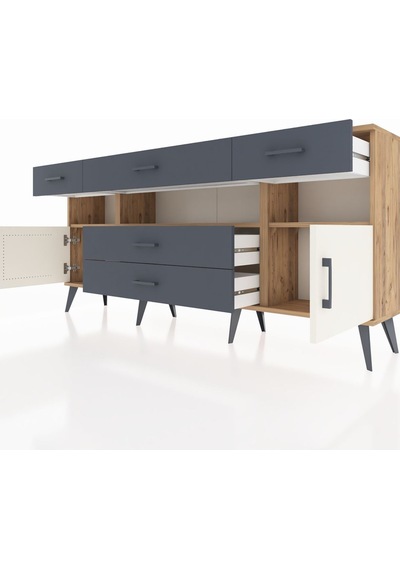 Arges Konsol 3 Raflı 5 Çekmeceli 2 Kapaklı 176x30x83 Çam-aytaşı/antrasit Aytaşı/antrasit Arges Konsol 3 Raflı 5 Çekmeceli 2 Kapaklı 176x30x83 Çam-aytaşı/antrasit Aytaşı/antrasit