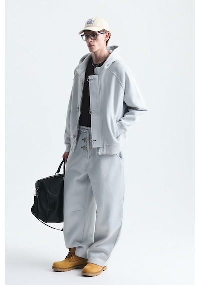 Vamos Oversize Klips Kapama Sweatshirt Takım Taş
