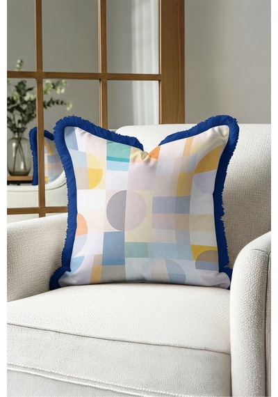 Geometrik Soyut Desenli Saçaklı Yastık Kılıfı - Renk Bloklu Bohem Lacivert Püsküllü Kırlent Kılıfı Derin Lagün Opal Geometrik Soyut Desenli Saçaklı Yastık Kılıfı - Renk Bloklu Bohem Lacivert Püsküllü Kırlent Kılıfı Derin Lagün Opal