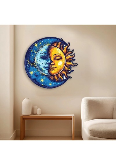 Güneş-ay Yüzü Boho - Metal Tablo - Dec0161 70 X 70 Cm Çok Renkli