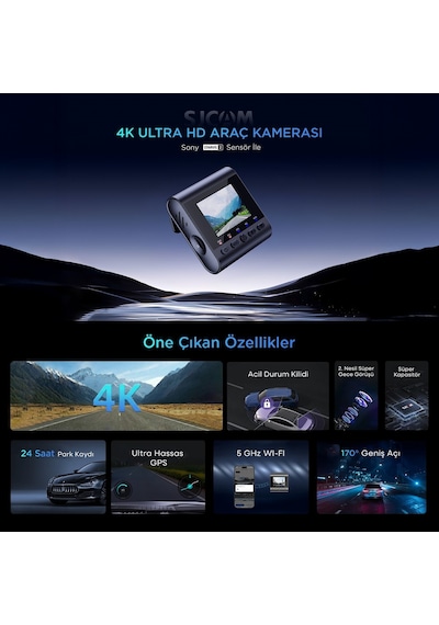 Sjcam M60 4k Hdr Sony Starvis 2 Sensörlü Wi-fi Gps'li Araç Kamerası