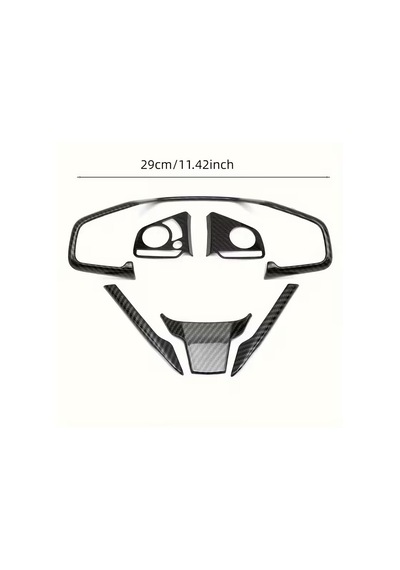 Honda Civic Fc5 Fk7 Karbon Fiber Direksiyon Düğmesi Kaplama 2016-2020 6 Parça Siyah