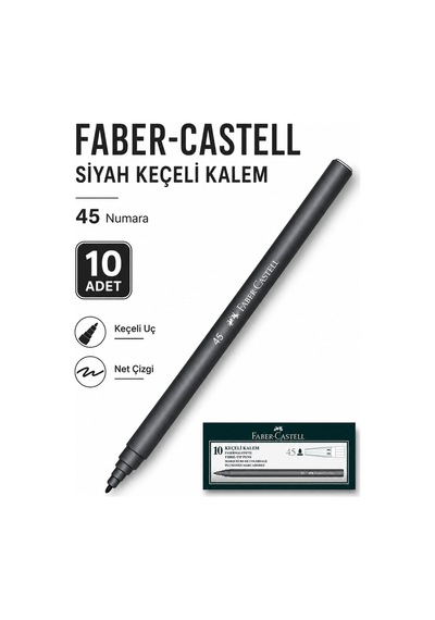 Faber-castell Siyah Keçeli Kalem 45 Numara 10'lu Paket