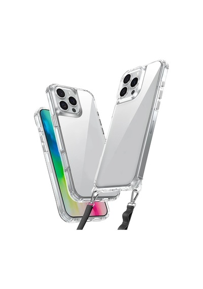 Apple Uyumlu iPhone 16 Pro Max Kılıf Airbagli Takılabilir Askı Aparatlı Zore Snap Silikon Kapak Şeffaf