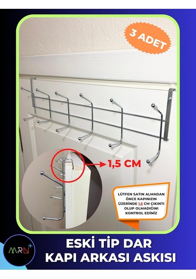 3 Adet Eski Tip Dar Kulaklı Kapı Arkası Askısı, Krom Kapı Arkası Askısı, 12 Topçuklu Askı, Paslanmaz Kapı Üzeri Askı Diğer