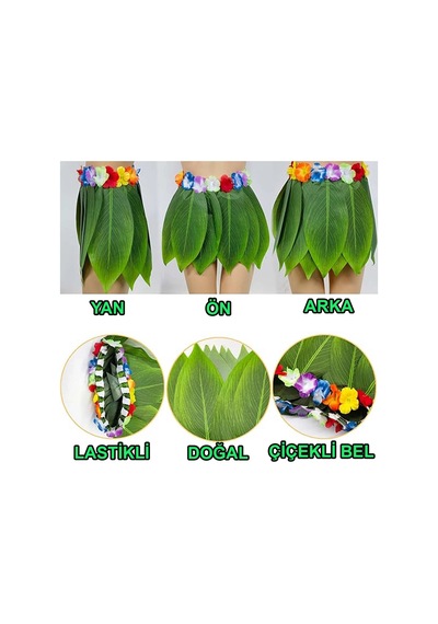 Tropikal Esintili Hawaii Yapraklı Parti Eteği Çocuk Boy Bx40