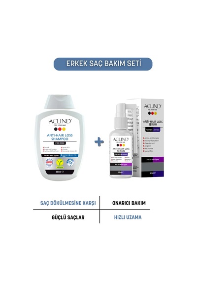Aclınd Erkek Saç Bakım Seti Anti-hair Loss Şampuan For Men 300 Ml + Saç Bakım Serumu 50 Ml