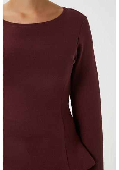 Ritnice Kadın Runa Premium Bordo Peplum Bluz Bordo
