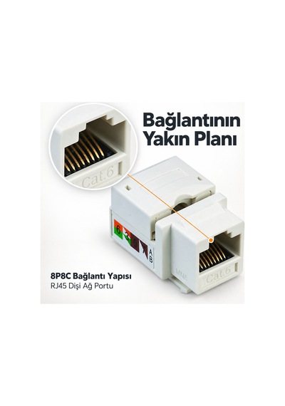 Mn6 Mn90d Cat6 Utp Rj45 90 Keystone Jack 8p8c Şase Ethernet Ağ Prizi Modülü 250 Mhz-10 Adet