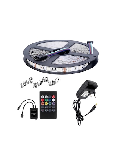 Sese ve Müziğe Duyarlı Rgb Led 5-10 Metre 5050 Smd 3 Çip Set (229337725)