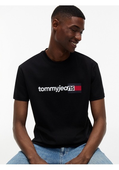 Tommy Hilfiger Tjm Reg Entry Dna Ss Tee Erkek Siyah T-shirt - Dm0dm23406