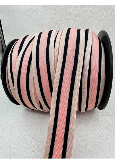 3.5 Cm Raşel Şerit Çizgili Ekru/pembe/laci