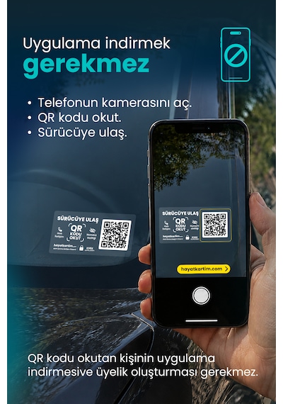 Sürücüye Ulaş Qr Kodlu Araç Cam Etiketi - Numaranız Görünmez 1 Adet