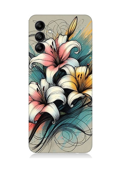 Samsung Galaxy A35 Uyumlu Yumuşak Hatlı Zambaklar Desenli Silikon Kılıf Çok Renkli