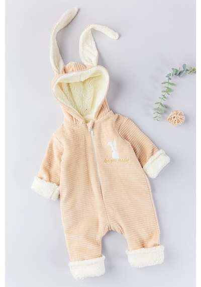 Babymod Tavşan Figürlü Kışlık Welsoft Kadife Astronot Kız/erkek Bebek Tulum 001
