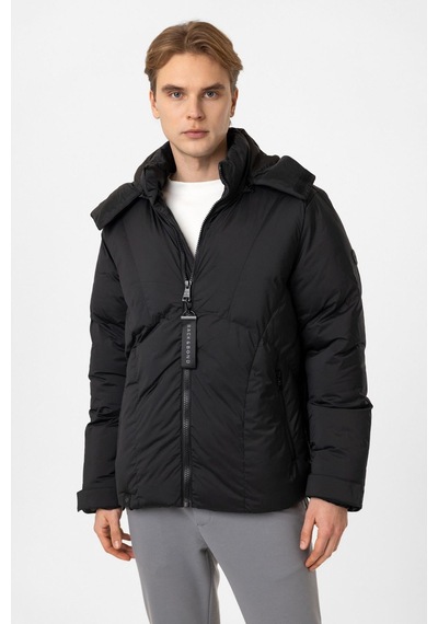 Back And Bond Siyah Regular Fit Kapüşonlu Puffer Mont Çok Renkli