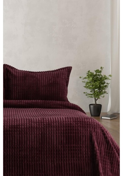 Merinos 3 Parça Modernline Yatak Örtüsü Mürdüm