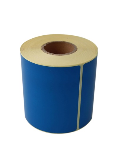 Kuşe Rulo Etiket, 100mm X 140mm 350 Adet Çapı Mavi Zemin Baskılı Rulo Sticker 1