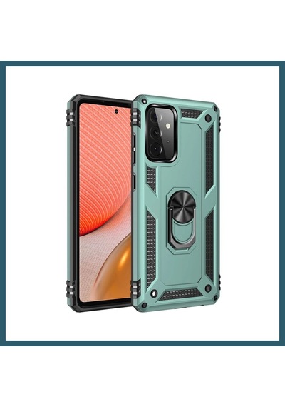 Bezos Samsung Galaxy A72 Kılıf Sofya Yüzüklü Silikon Kapak - Yeşil Ob