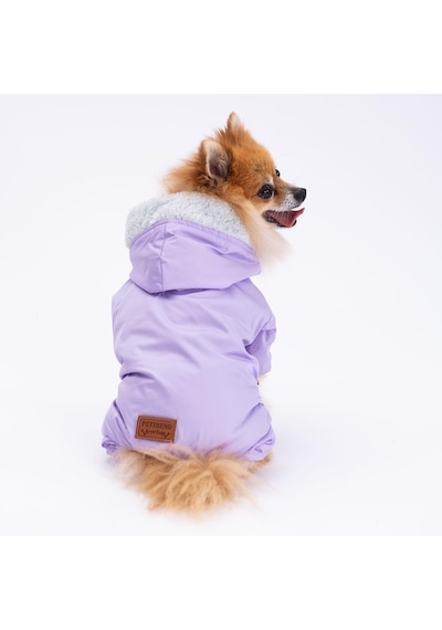 Pettrend Köpek Lila Kürklü Tulum Küçük Irk Köpek Yağmurluğu
