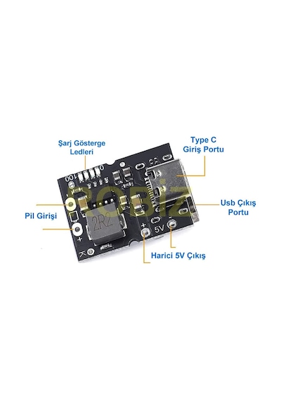 5v 2a Usb Çıkış Powerbank Devresi Type C Usb Giriş Lityum Lion 18650 Pil Şarj Koruma Mobil