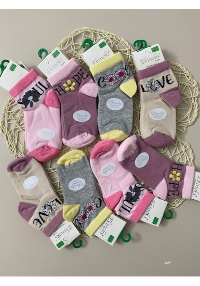 Ekinoks Socks Ekinoks Krapheu Asorti Dikişsiz Kız Çocuk Patik Çorap 12li Set 3279 Renkli