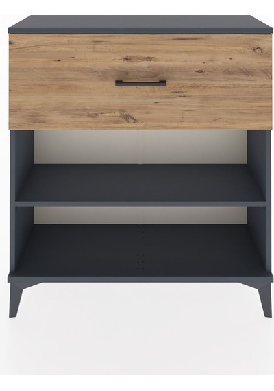 Arges Şifonyer Tek Raflı Tek Çekmeceli 88x30x96 Antrasit-çam Antrasit