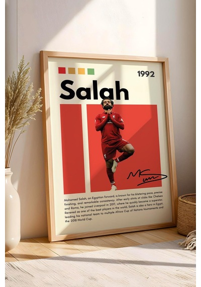 Muhammed Salah Çerçeveli Tablo - Dekoratif Çerçeveli Futbolcu Poster Tablo