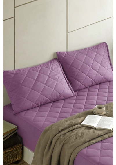 Formeya Pamukkale Alez Lila %100 Pamuk Kapitone Yastık Koruyucu Alez 2 Adet 50X70