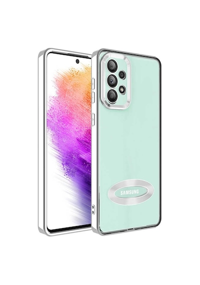 Zore Galaxy Uyumlu A33 5g Kılıf Kamera Korumalı Logo Gösteren Omega Kapak - Gümüş Gümüş