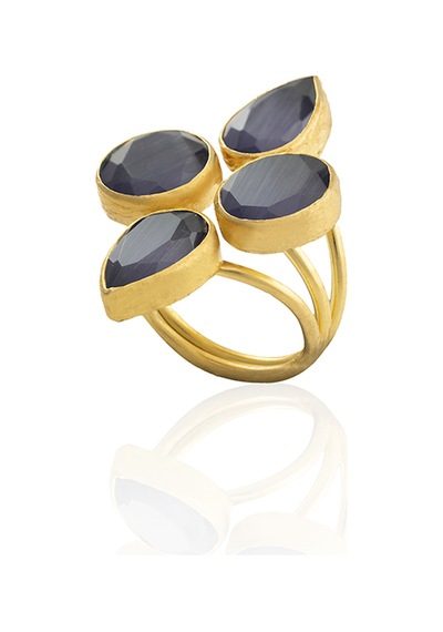 Kadir Jewellery 22 Ayar Altın Kaplama Zirkon Taşlı Kadın Vintage Yüzük Mor 96486924