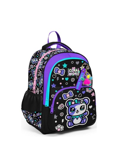 Coral High Kids Siyah Ayıcık Desenli 3'lü Okul Çanta Seti Set0133242 Çok Renkli