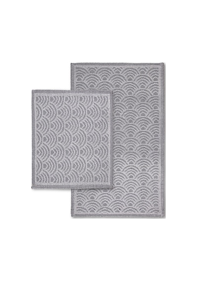 Shell Doğal Pamuklu 2'li Banyo Kilim Seti 60x100+50x60 Cm - Gri