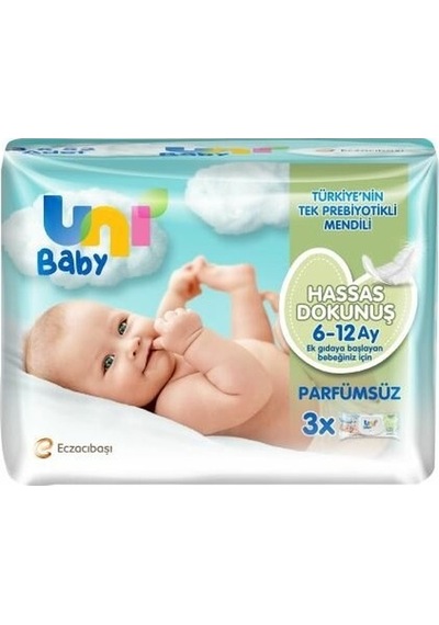 Uni Baby Hassas Dokunuş 3'lü 156 Yaprak Islak Mendil