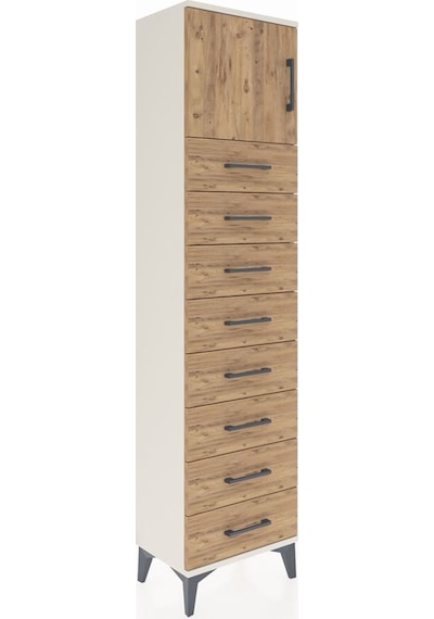 Arges Dolap Tek Raflı 8 Çekmeceli Tek Kapaklı 44x30x182 Aytaşı-çam Aytası